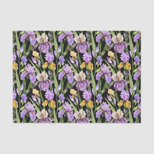 Papier Mousseline élégant carrelage Iris motif floral (Recto)