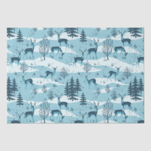 Papier Mousseline Elégant Cerf de Bois Bleu Rétro
