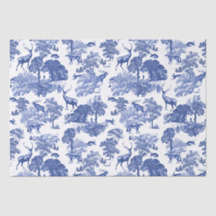 Papier Mousseline Elégant cerf Vintage Fox lièvre Blue Country Toile