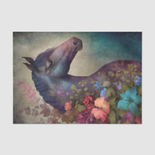 Papier Mousseline Élégant Cheval Floral