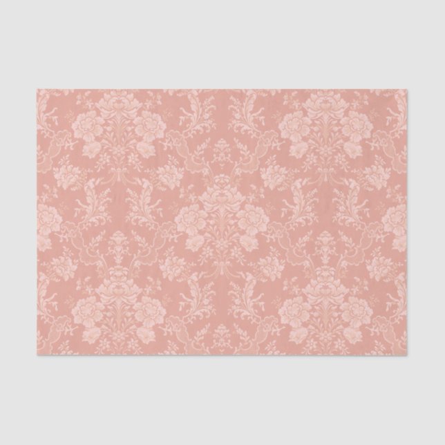 Papier Mousseline Elegant Chic Floral Damask-Peach (Recto)