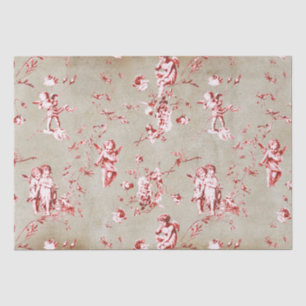 Papier Mousseline Élégant Chic Red Cupid Angels Floral Toile Kraft