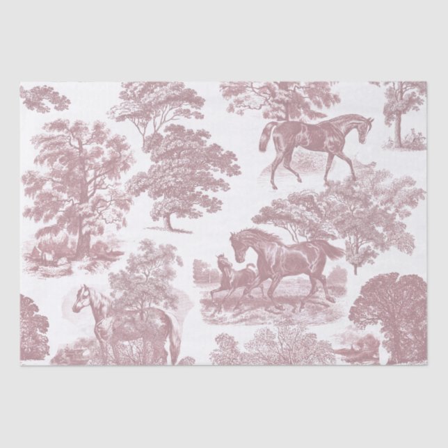 Papier Mousseline Élégant Chic Rustique Chevaux Doux Toile rose (Recto)