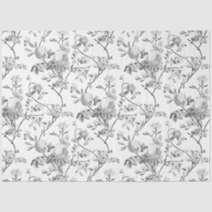 Papier Mousseline Élégant Chic Vintage Grey Rose Floral