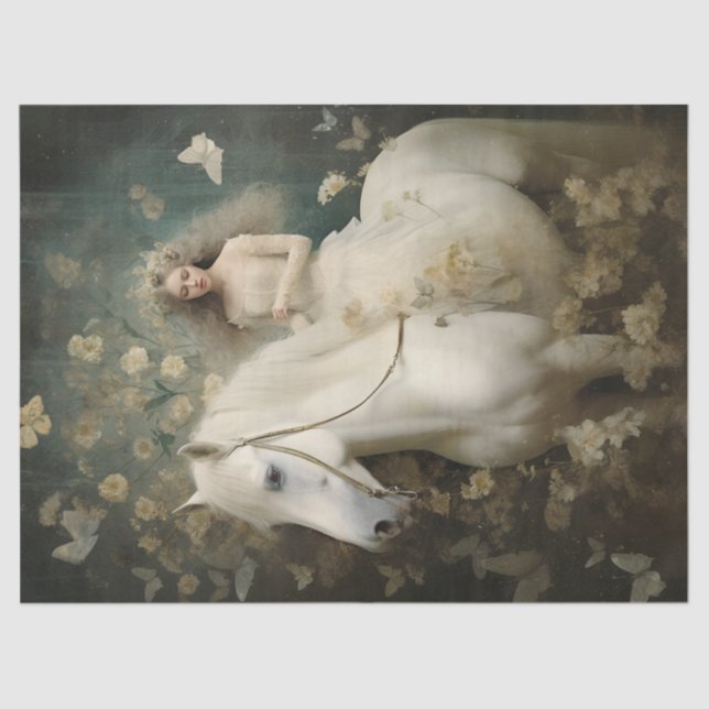 Papier Mousseline Élégant Découpage Cheval Blanc (Recto)