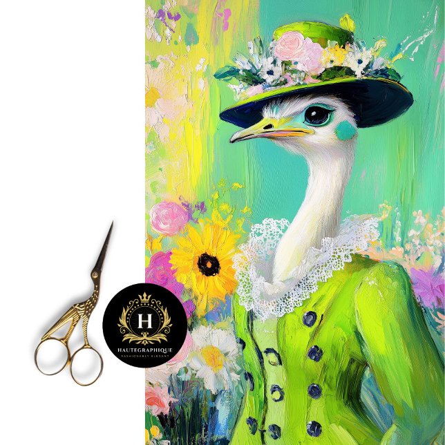 Papier Mousseline Élégant Découpage d'autruche verte (Créateur téléchargé)