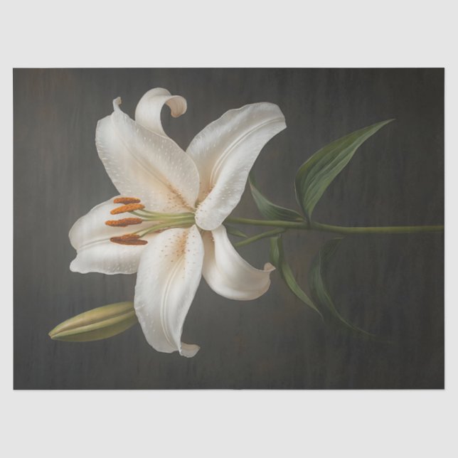 Papier Mousseline Élégant Découpage Lily Blanche (Recto)
