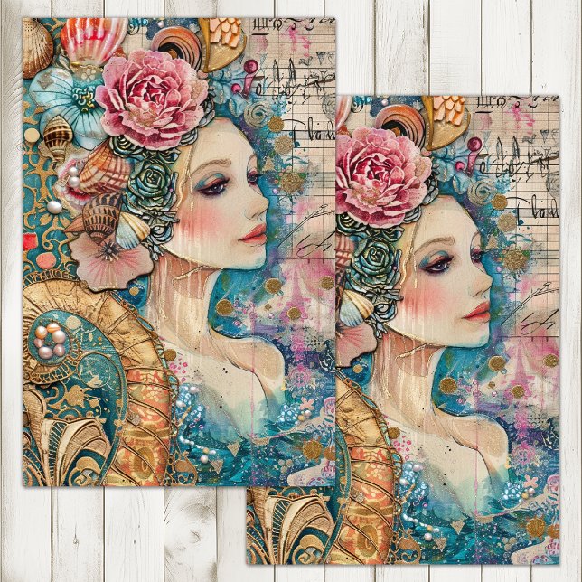 PAPIER MOUSSELINE ÉLÉGANT DÉCOUPAGE MERMAID (ELEGANT MERMAID DECOUPAGE TISSUE PAPER)