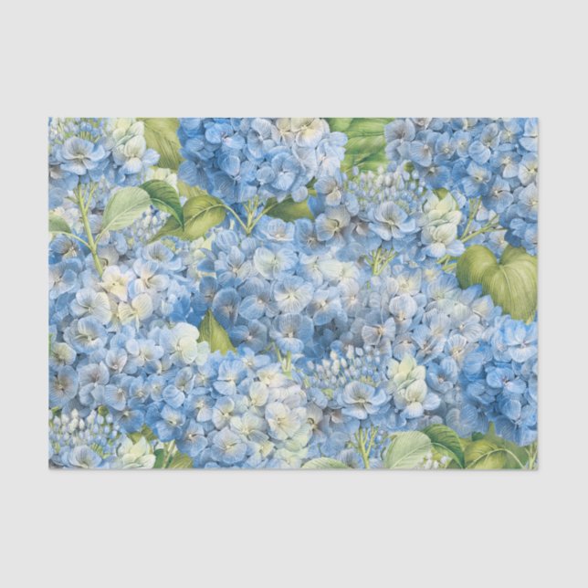 Papier Mousseline Élégant découpage Motif Floral Blue Hydrangea (Recto)