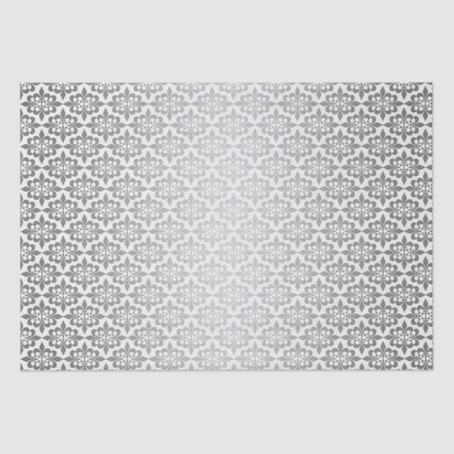 Papier Mousseline Élégant Découpage Vintage brillant Argent Damas (Recto)