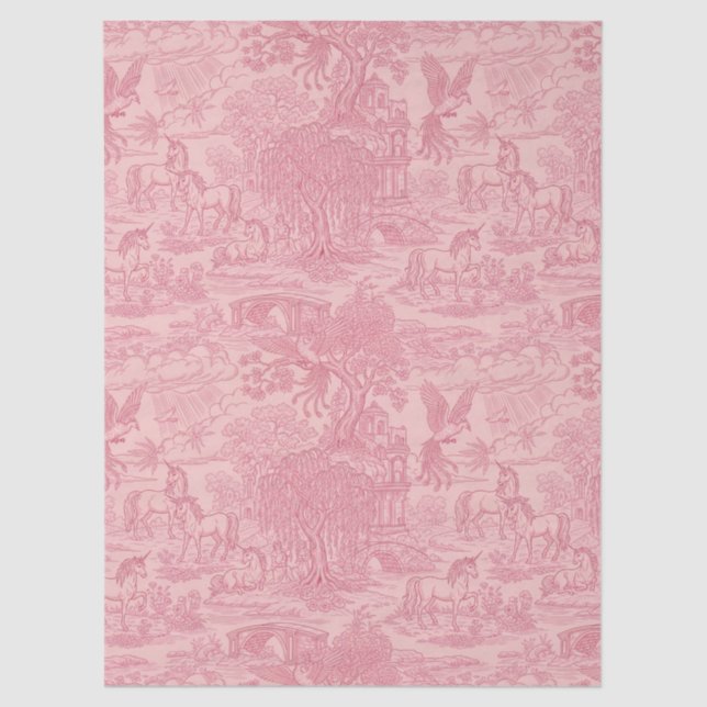 Papier Mousseline Elegant Dusty Rose Pink Rococo Revival Toile  (Recto)