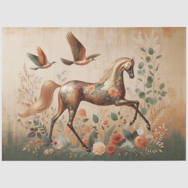 Papier Mousseline Élégant Équine, Cheval, Découpage (Recto)
