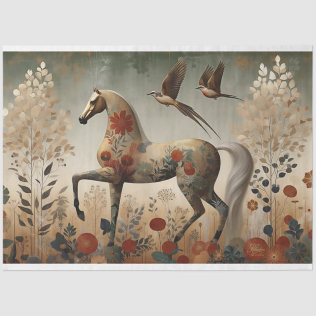 Papier Mousseline Elegant Equine, Horse, Decoupage Tissue Paper (Recto)