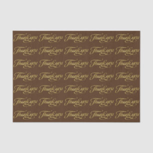 Papier Mousseline Elégant Faux Gold Et Motif Merci Brown