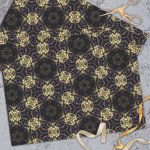 Papier Mousseline Élégant Faux Gold et Motif noir