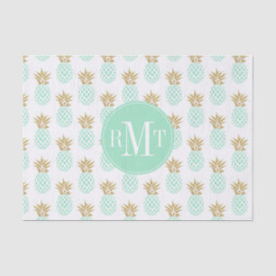 Papier Mousseline Élégant faux or motif d'ananas tropical