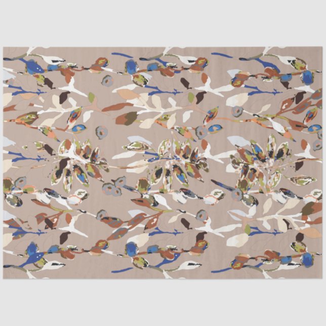 Papier Mousseline Elégant Feuille moderne Berries Aquarelle Floral (Recto)