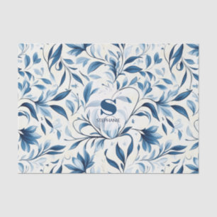 Papier Mousseline Élégant Feuilles Blue Paisley - Arrière - plan bla
