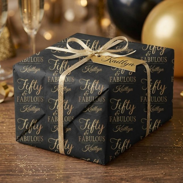 Papier Mousseline Elegant Fifty and Fabulous! 50th Birthday Party (Créateur téléchargé)