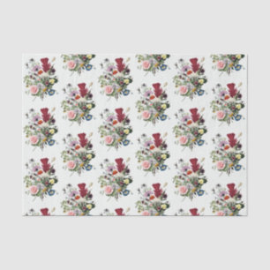 Papier Mousseline Élégant Fleurs sauvages Vintages colorés