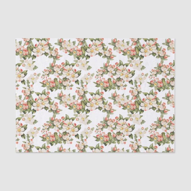 Papier Mousseline Élégant floral blanc (Recto)