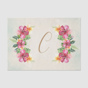 Papier Mousseline Élégant floral de fleurs de Plumeria tropical de