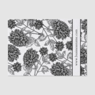 Papier Mousseline Élégant floral noir et blanc