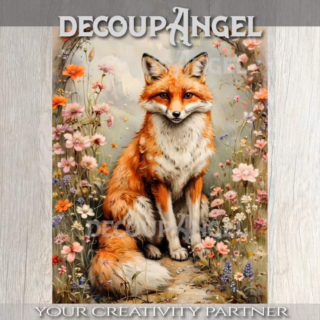 Papier Mousseline Elegant Fox - Découpage - (Créateur téléchargé)