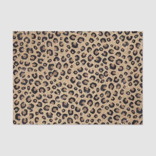 Papier Mousseline Elegant Gold Glitter Black Leopard (Recto)