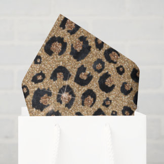 Papier Mousseline Elegant Gold Glitter Black Leopard Print