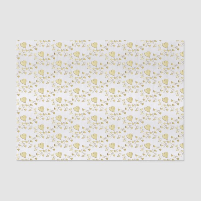 Papier Mousseline Elégant Gold Hearts Design Motif (Recto)