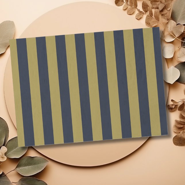 Papier Mousseline Elégant Gold & Navy Blue Vertical Stripes (Créateur téléchargé)