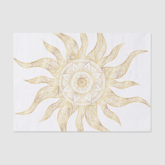 Papier Mousseline Elégant Gold Sun Mandala Design (Recto)