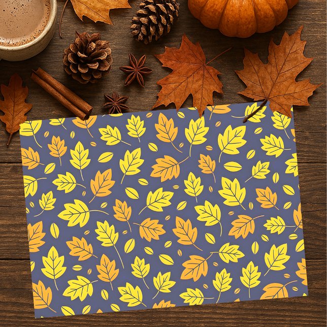 Papier Mousseline Elégant Golden et Orange Feuilles d'automne Motif (Créateur téléchargé)