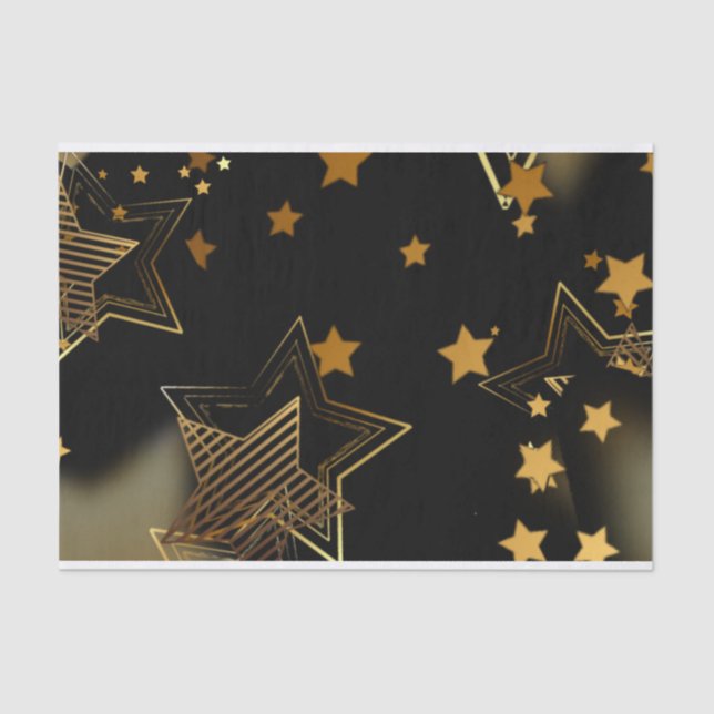Papier Mousseline Elégant Golden Stars Joyeux Noël (Recto)