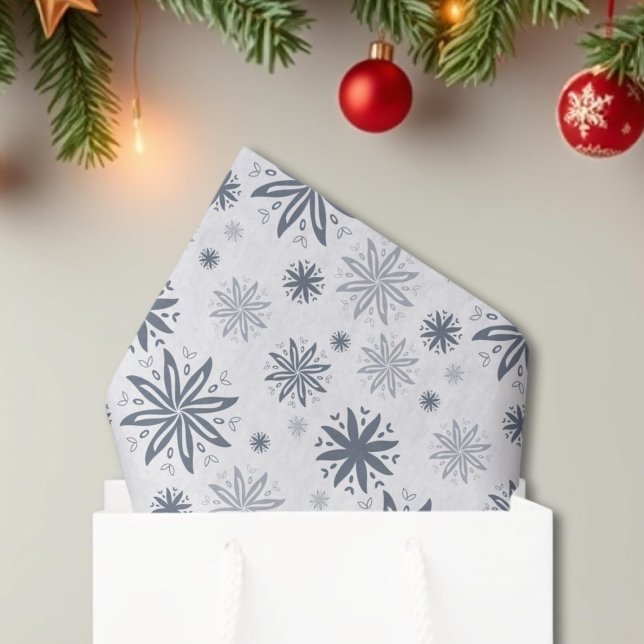Papier Mousseline Élégant Gris Floral Motif Cadeau (Créateur téléchargé)