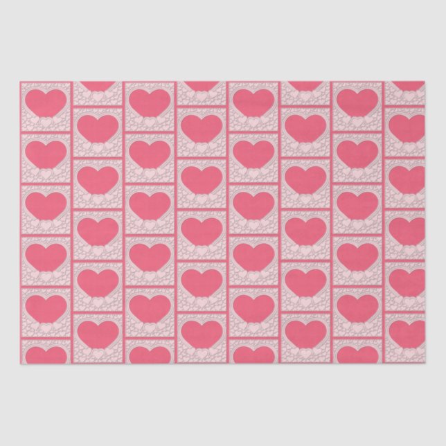 Papier Mousseline Élégant Heureuse Sainte-Valentin de coeur rose élé (Recto)