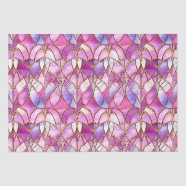 Papier Mousseline Élégant Iridescente rose Faux Motif en verre tendu (Recto)