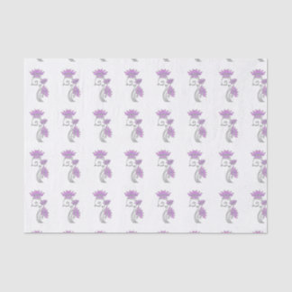Papier Mousseline Élégant Joyau Floral Purple & Argent
