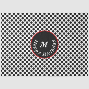 Papier Mousseline Elégant Joyeux Anniversaire Noir Polka Point
