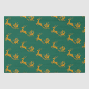 Papier Mousseline Elégant Joyeux Noël Gold père Noël Deer xmas patte
