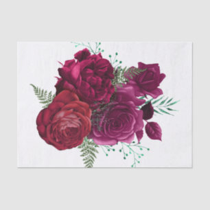 Papier Mousseline Elegant Magenta Rose Floral Bouquet