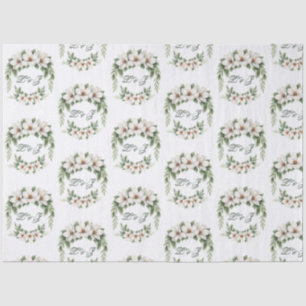 Papier Mousseline Elégant Magnolia Blanc Mariage Hiver Pine Tree