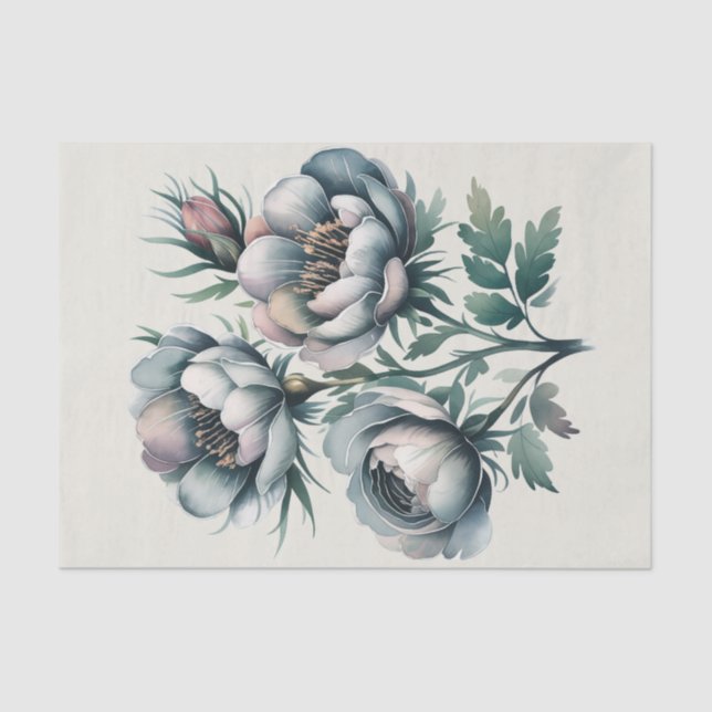 Papier Mousseline Elégant mariage Bouquet vert et gris (Recto)