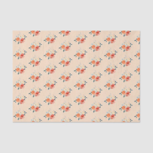 Papier Mousseline Élégant Mariage Floral Gold Blush (Recto)