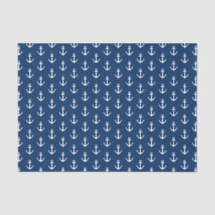 Papier Mousseline Elégant marin bleu marine ancre remplissage cadeau