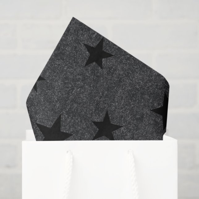 Papier Mousseline Élégant moderne chic Black Star Motif (Sac cadeau)