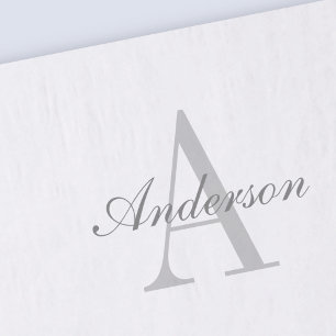 Papier Mousseline Élégant Monogramme blanc et gris