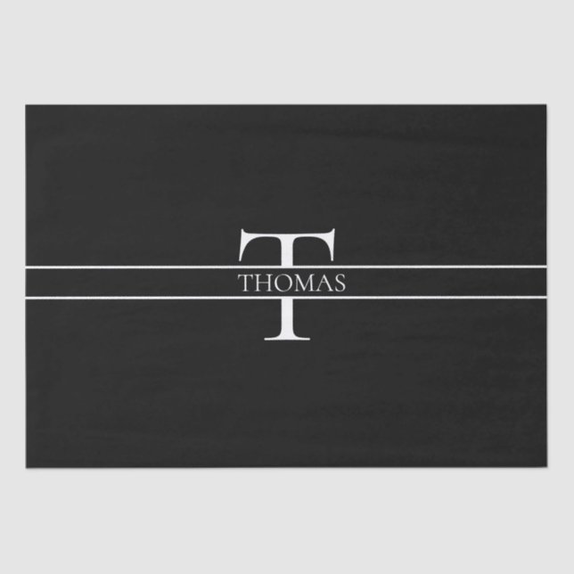 Papier Mousseline Élégant Monogramme Personnalisé Nom Personnalisé (Recto)