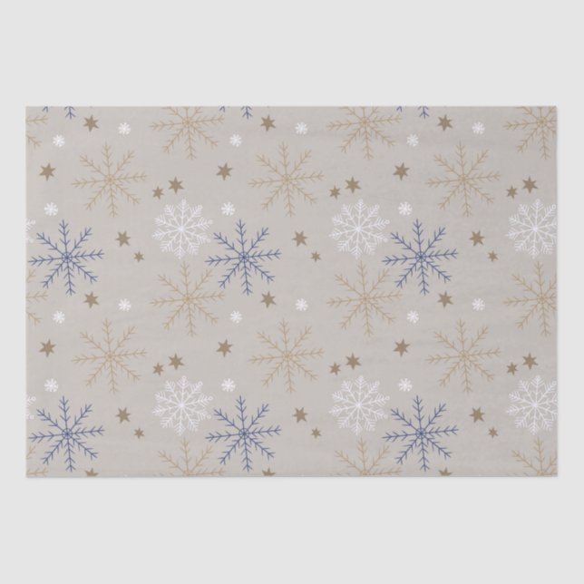 Papier Mousseline Élégant Motif beige Snowflake (Recto)